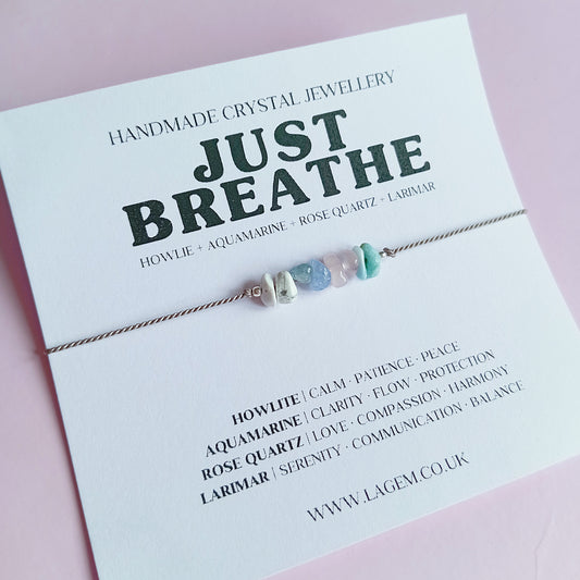 Just Breathe Crystal Bracelet - calming energy healing bracelet, soothing energy anxiety relief