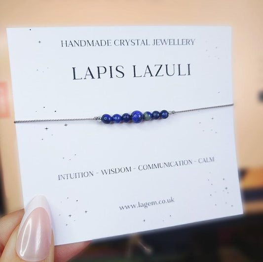 Lapis lazuli Crystals Bracelet | Minimalist Silk Cord Jewellery