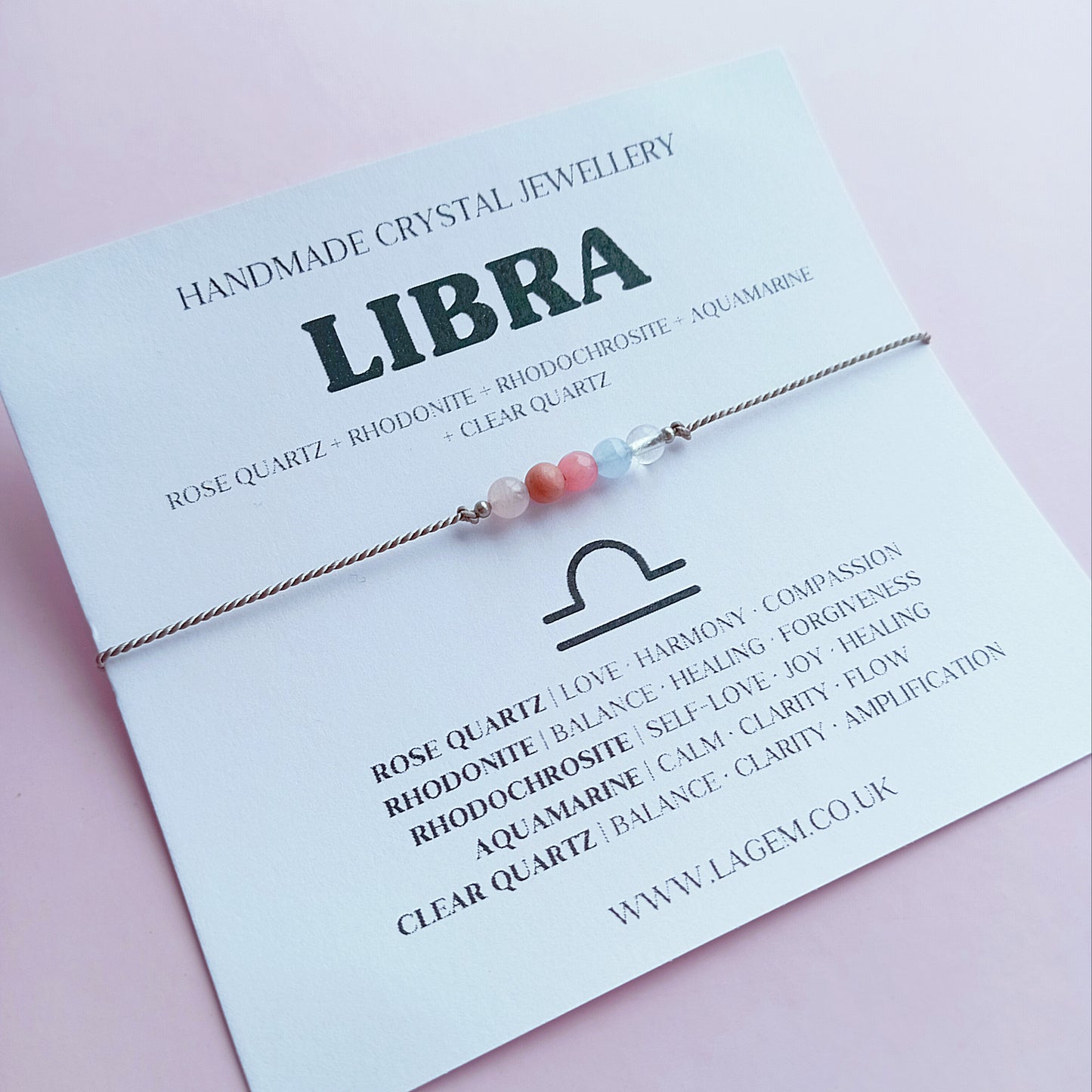 Libra zodiac crystal bracelet UK
