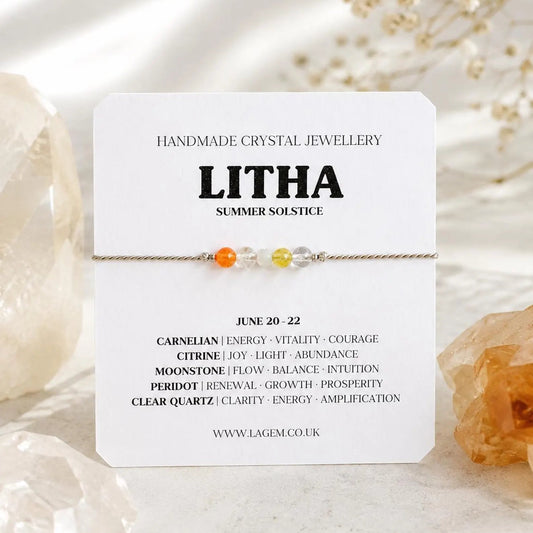 Litha Crystal Bracelet UK – Summer Solstice Jewellery for Joy, Energy & Abundance