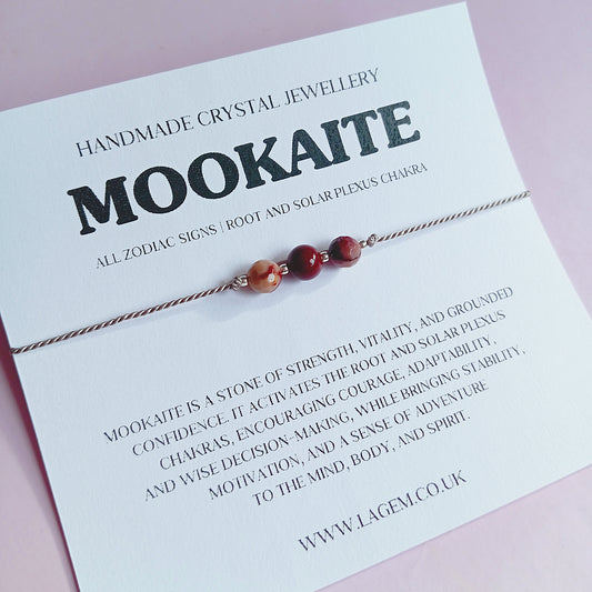 Mookaite crystal bracelet for strength, confidence, grounding energy