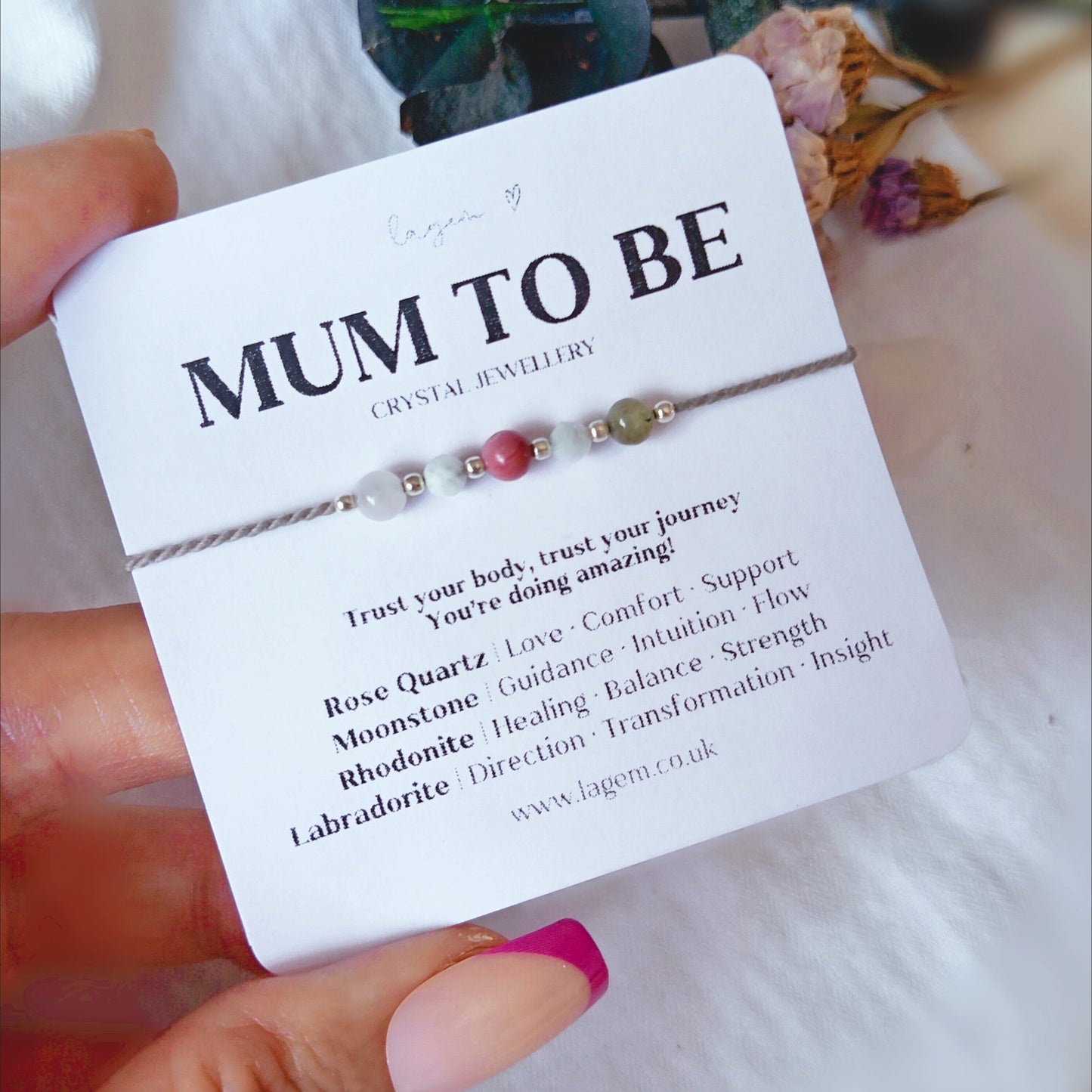 Mum to Be Crystal Bracelet, Pregnancy Gift Jewellery
