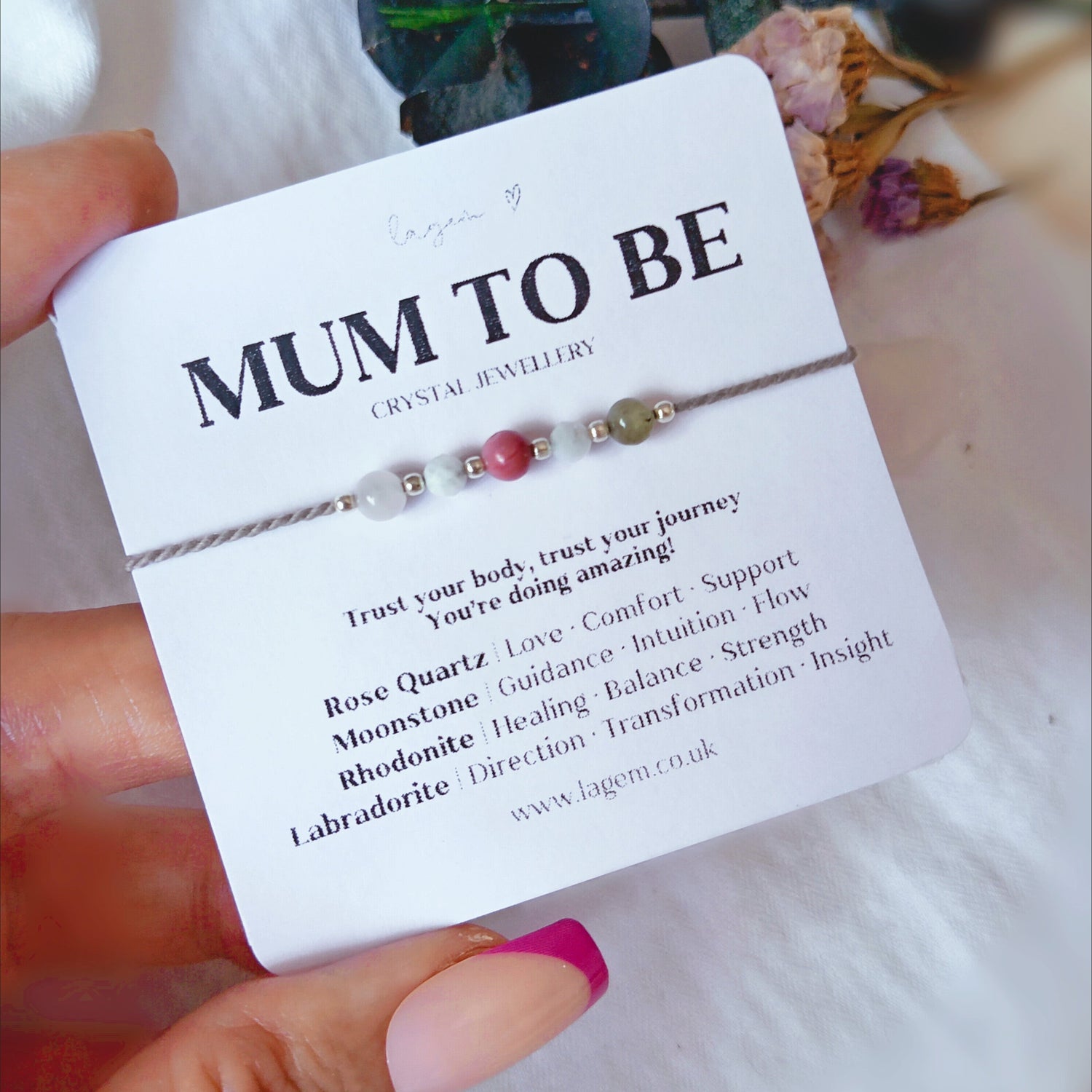 Mum to Be Crystal Bracelet, Pregnancy Gift Jewellery