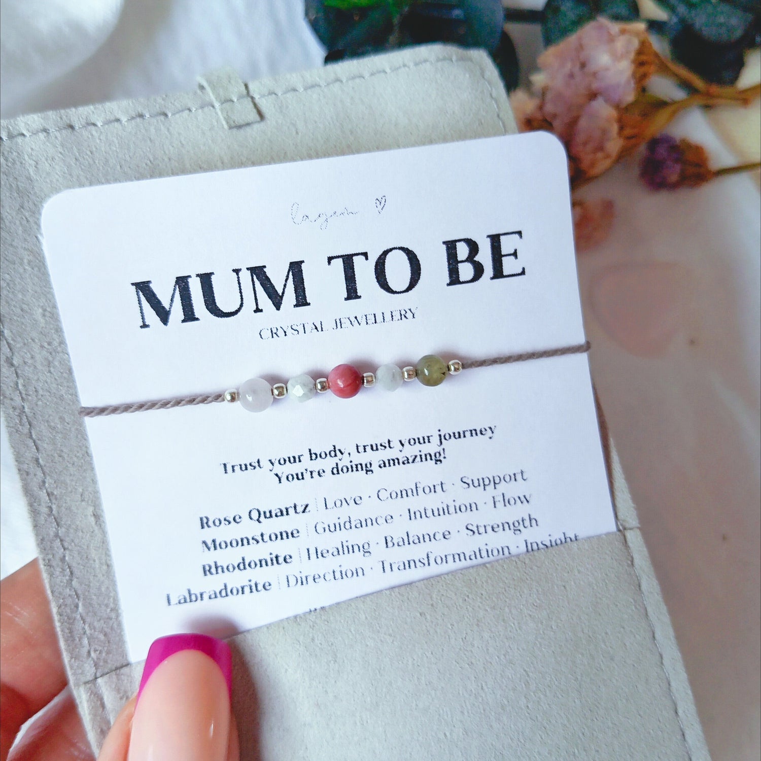 Mum to Be Crystal Bracelet, Pregnancy Gift Jewellery