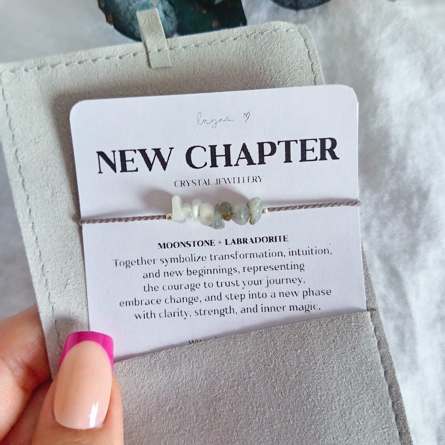 New Chapter Crystal Bracelet | New Beginnings Gift dainty silk cord jewellery UK 