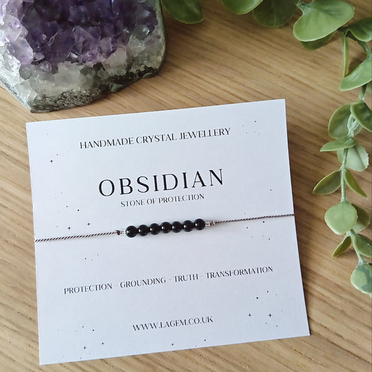 Obsidian Crystal Bracelet UK Handmade Jewellery