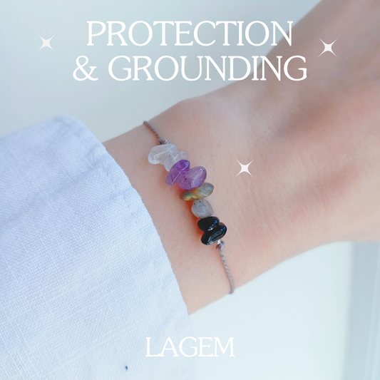 Protection & Grounding Crystal Bracelet | Energy Shield Jewellery | Black Tourmaline, Labradorite, Amethyst, Clear Quartz