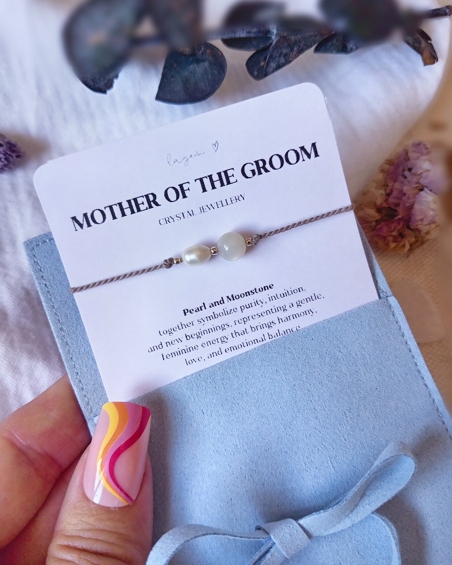Pearl and Moonstone Bracelet | Minimalist Wedding Bracelet for Mother of the Bride Groom