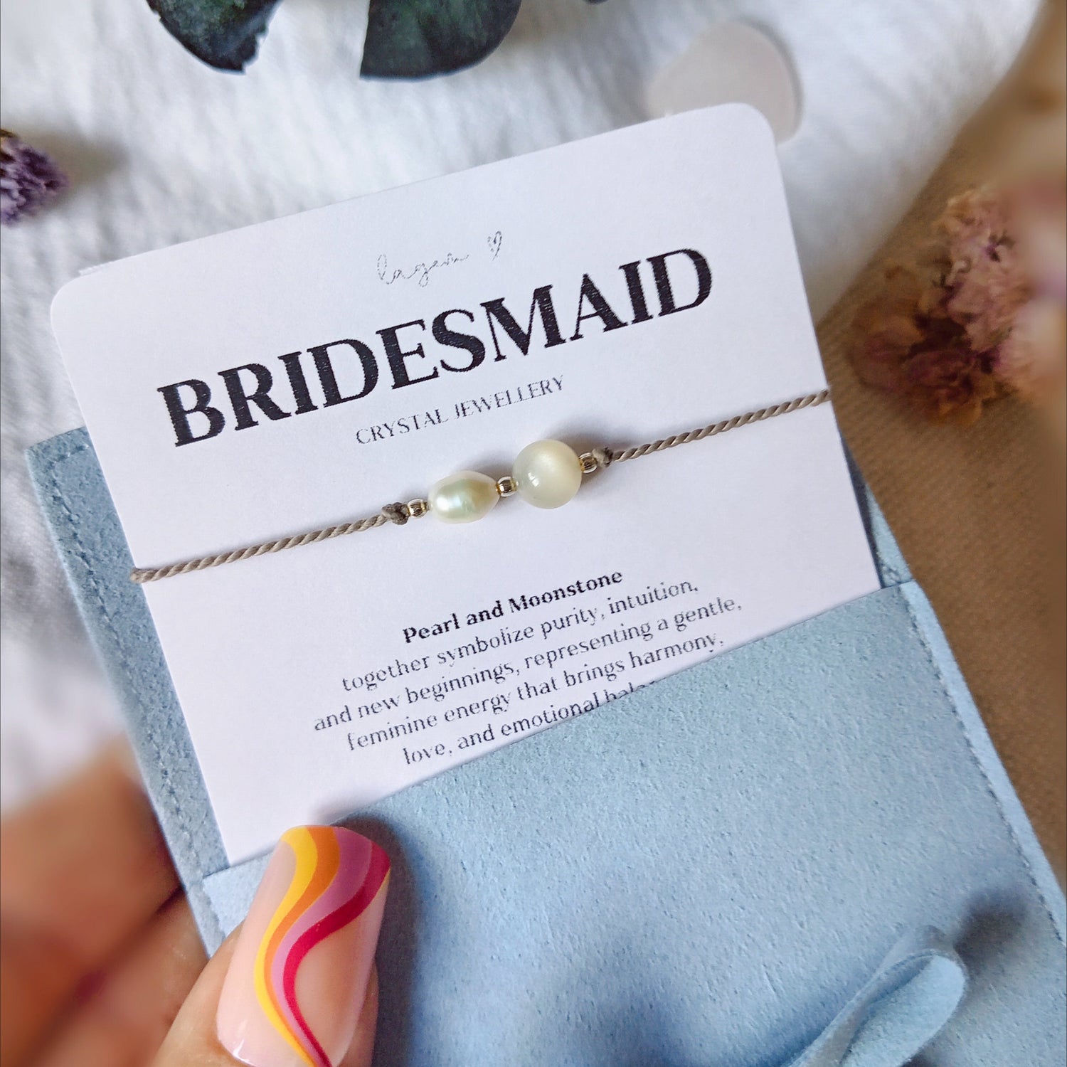 Pearl and Moonstone Bracelet | Minimalist Wedding Bracelet for Bride Bridesmaid