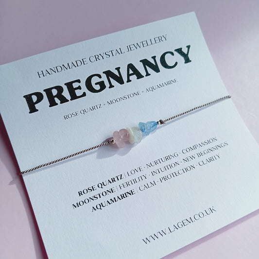 pregnancy crystal bracelet for calm, love & emotional support. Perfect gift for mum-to-be, baby shower or maternity jewellery UK.
