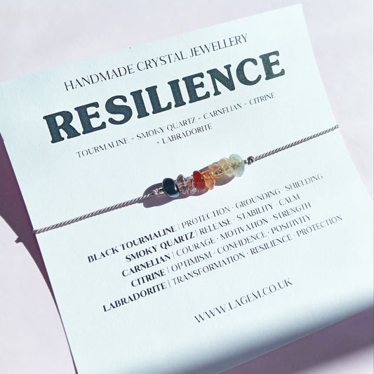 Resilience crystal bracelet for courage, strength & emotional support. Perfect gift for friends, family, or personal empowerment. UK jewellery.