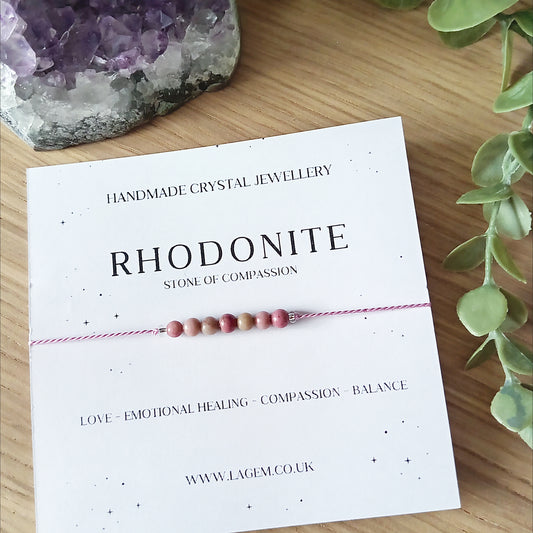 Rhodonite Crystal Bracelet Love Bracelet