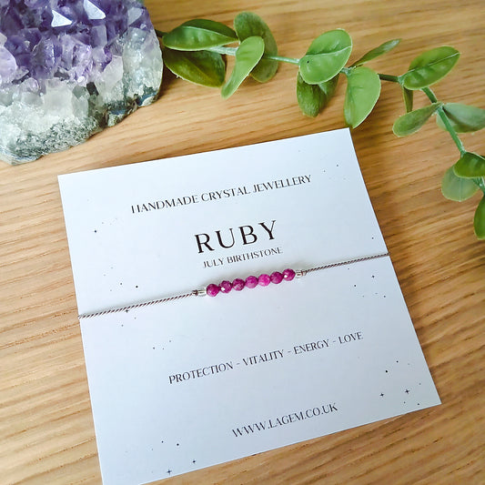 Ruby Crystal Bracelet - july birthstone