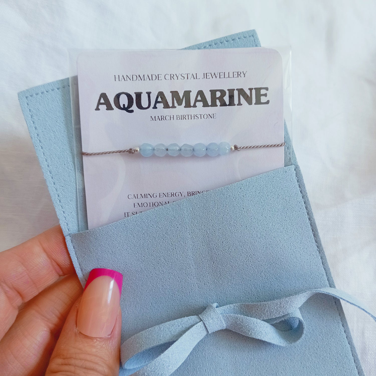 Something Blue Aquamarine Crystal Bracelet for Bride, Wedding Jewellery Gift 4mm