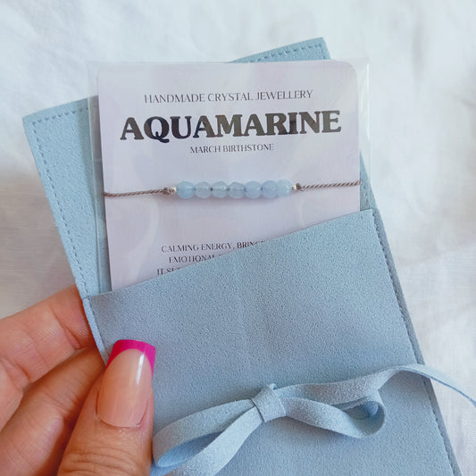 Something Blue Aquamarine Crystal Bracelet for Bride, Wedding Jewellery Gift 4mm
