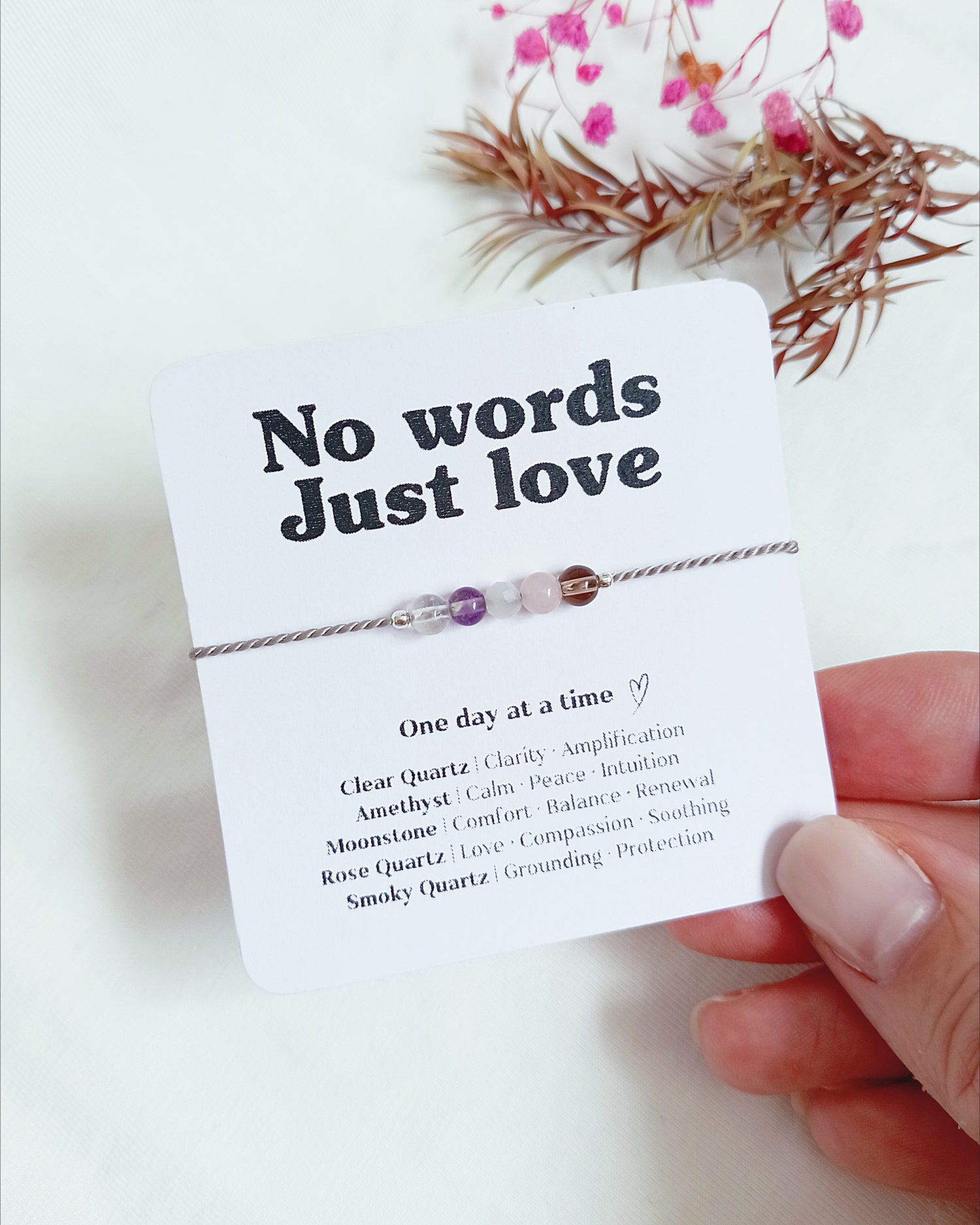 Support Crystal Bracelet, Grief and Loss Crystal Bracelet no words just love