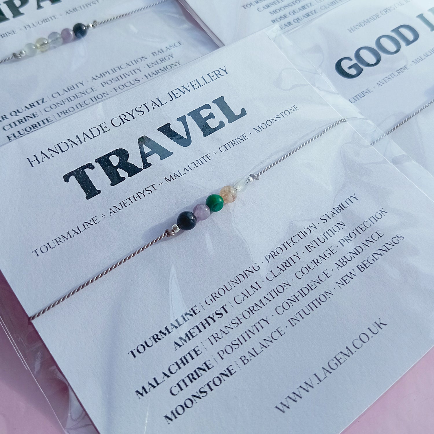 Travel Crystal Bracelet, handmade Crystal jewelry in UK