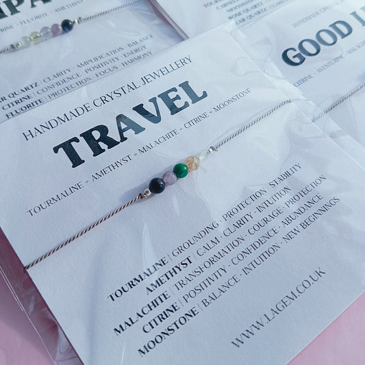 Travel Crystal Bracelet, handmade Crystal jewelry in UK