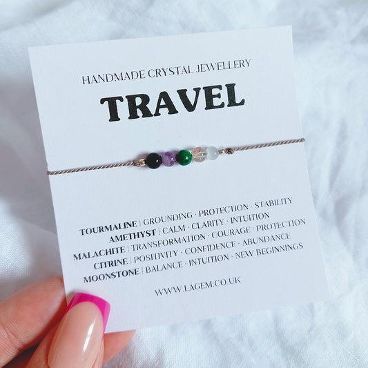 Travel Crystal Bracelet UK – Protection, Courage & Positive Energy | Handcrafted Gemstone Jewellery