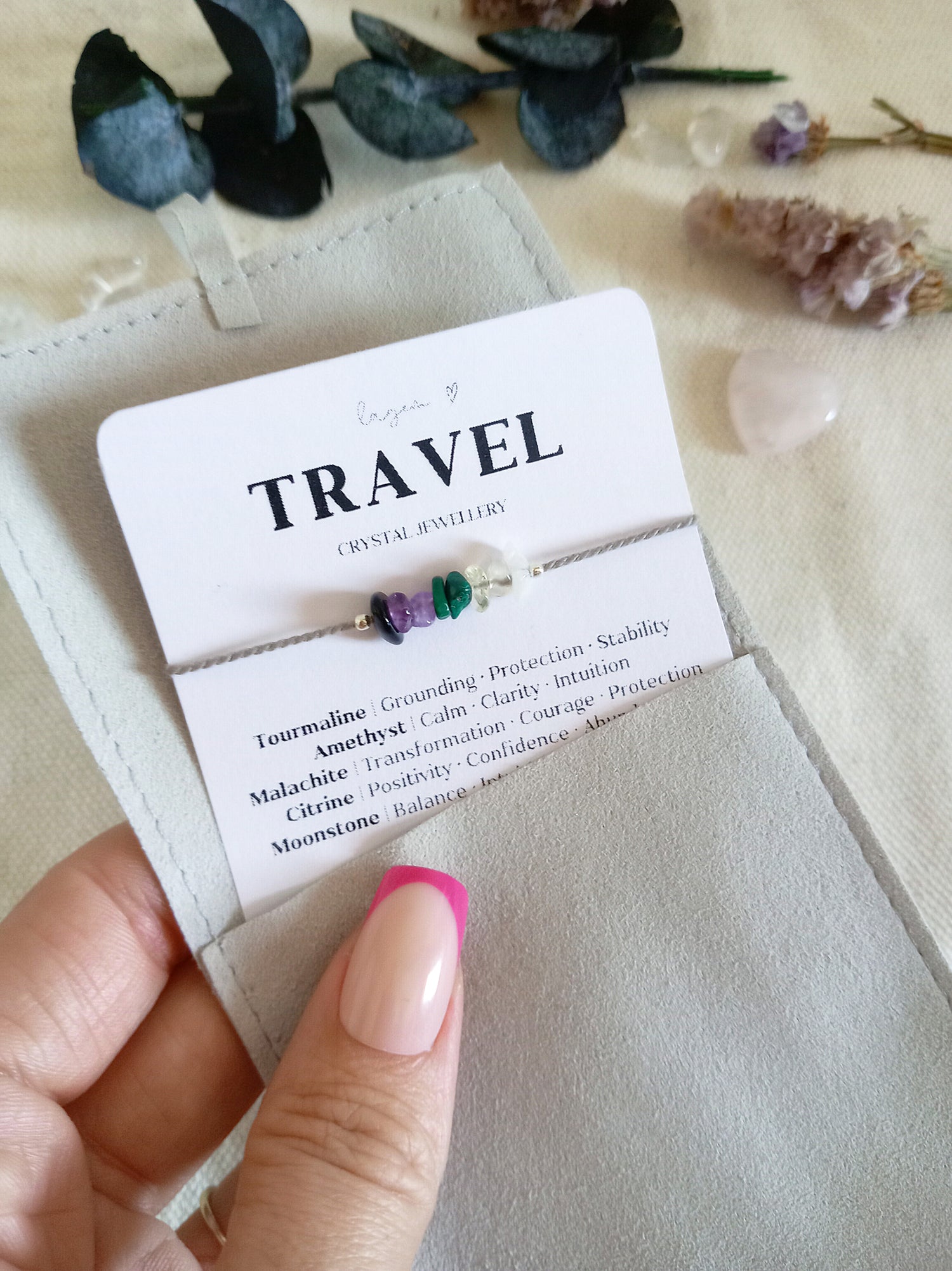 Travel Bracelet Gift – Good Luck & Protection Jewellery, Raw Gemstone Bracelet for Safe Travels & New Adventures

