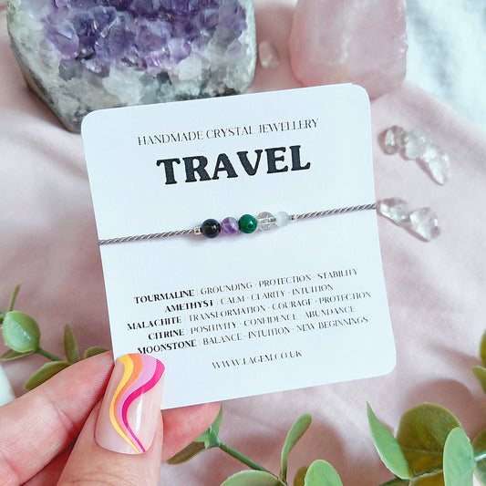 Travel Crystal Bracelet UK – Protection, Courage & Positive Energy | Handcrafted Gemstone Jewellery