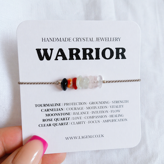 Warrior Crystal Bracelet Gift, raw gemstones minimalist jewelry UK