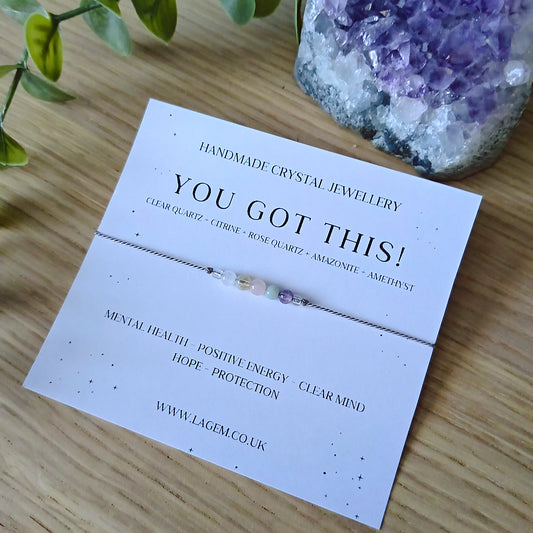 YOU GOT THIS CRYSTAL BRACELET GIFT - MENTAL HEALTH GIFT SILK BRACELET