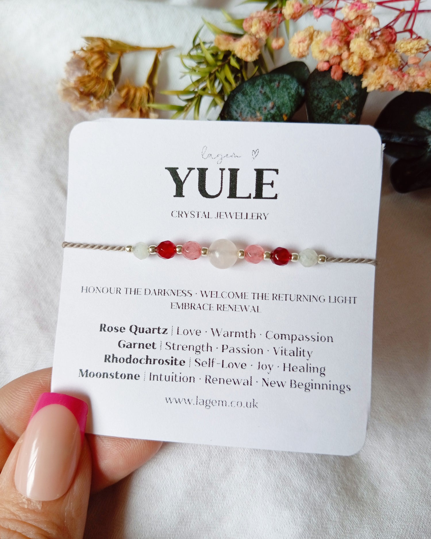 Yule Crystal Bracelet | Winter Solstice Gift Jewellery, Christmas Gift