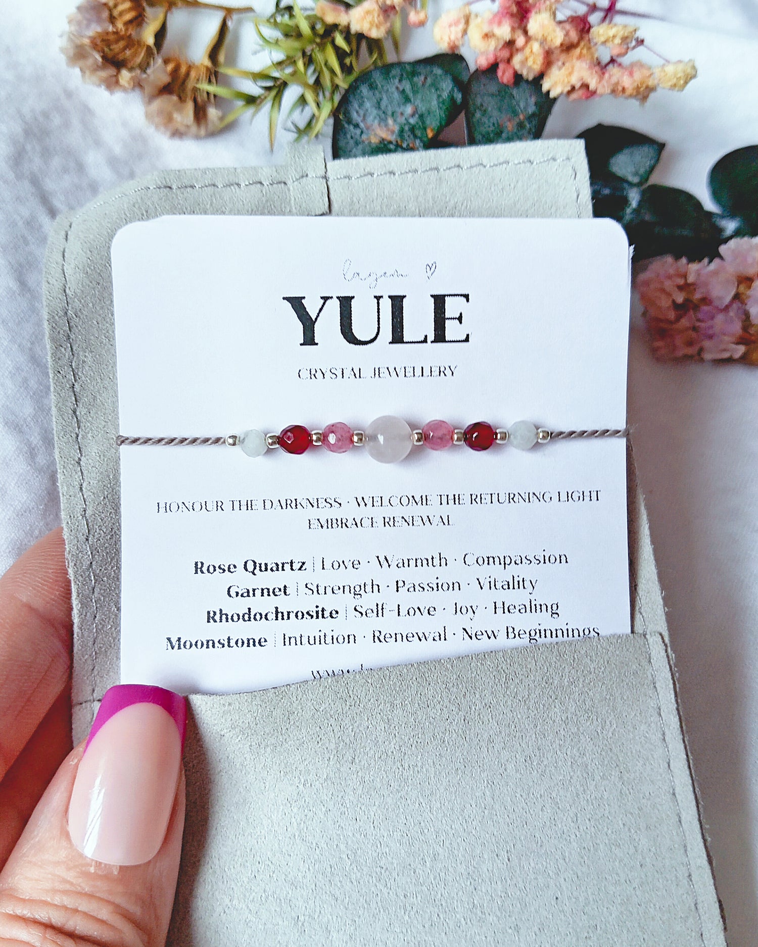 Yule Crystal Bracelet | Winter Solstice Gift Jewellery, Christmas Gift