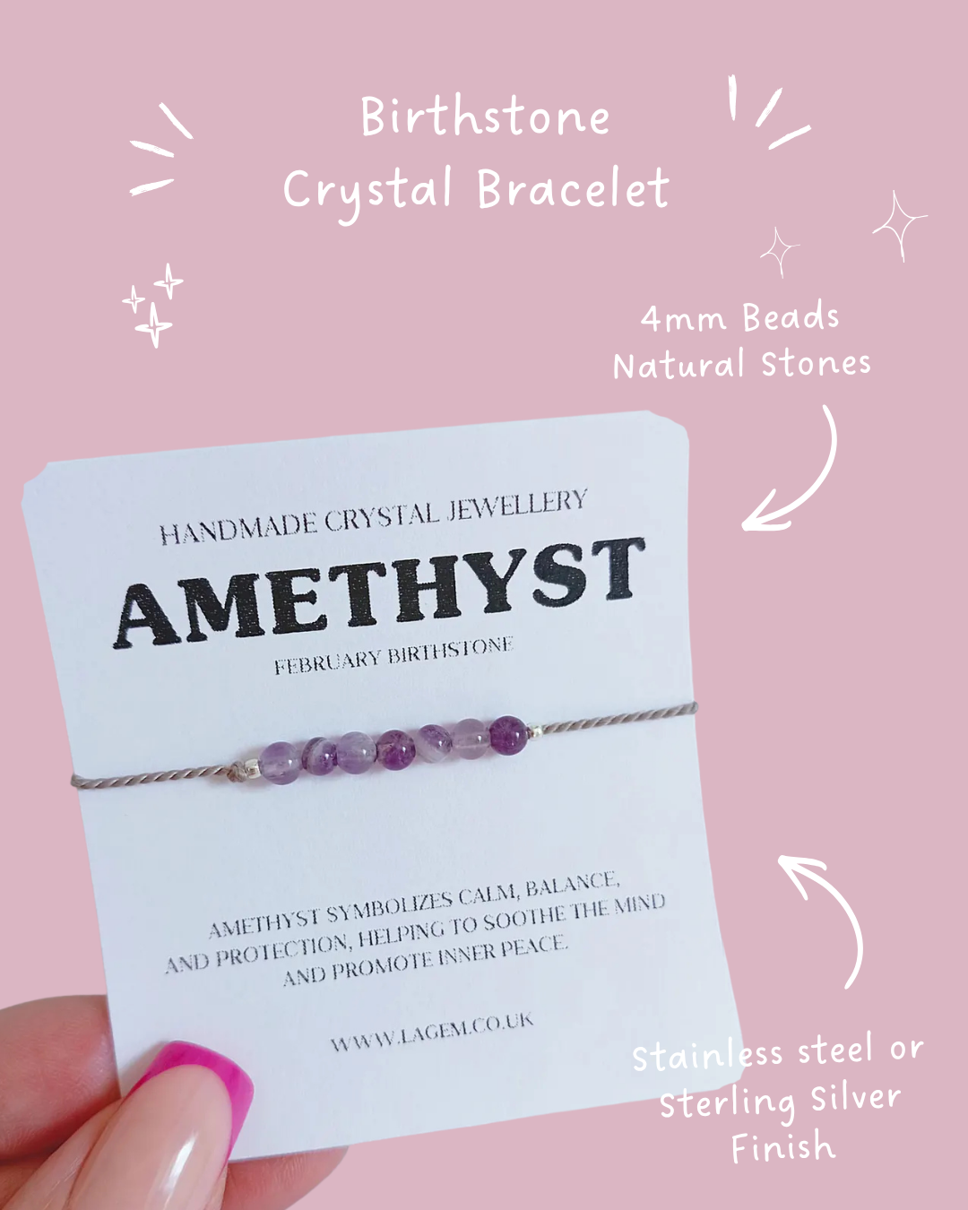 Birthstone Crystal Bracelet UK – Personalised Jewellery & Birthday Gift 4mm