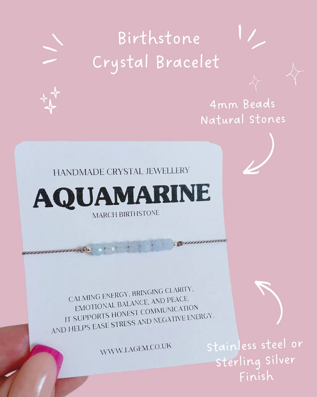 Birthstone Crystal Bracelet UK – Personalised Jewellery & Birthday Gift 4mm