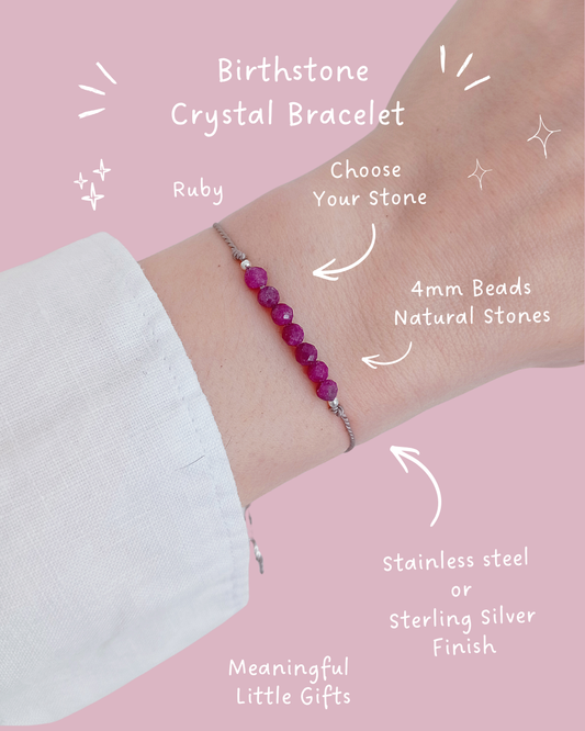 Minimalist Custom Crystal Bracelet | Birthstone Jewellery 7 Stones