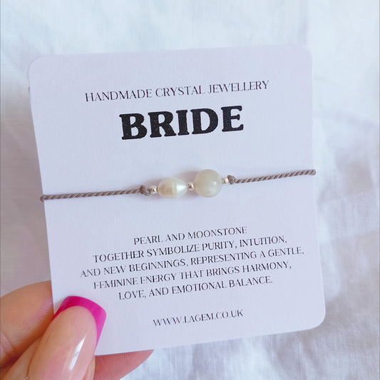 bride pearl and moonstone dainty bracelet
