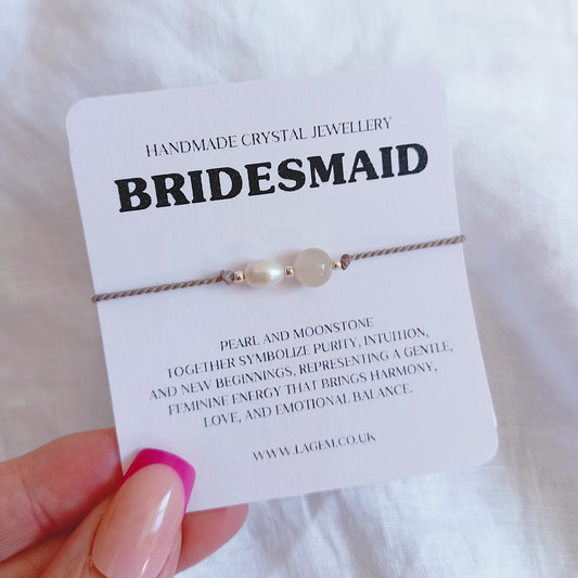 Bridesmaid bracelet with pearl and moonstone