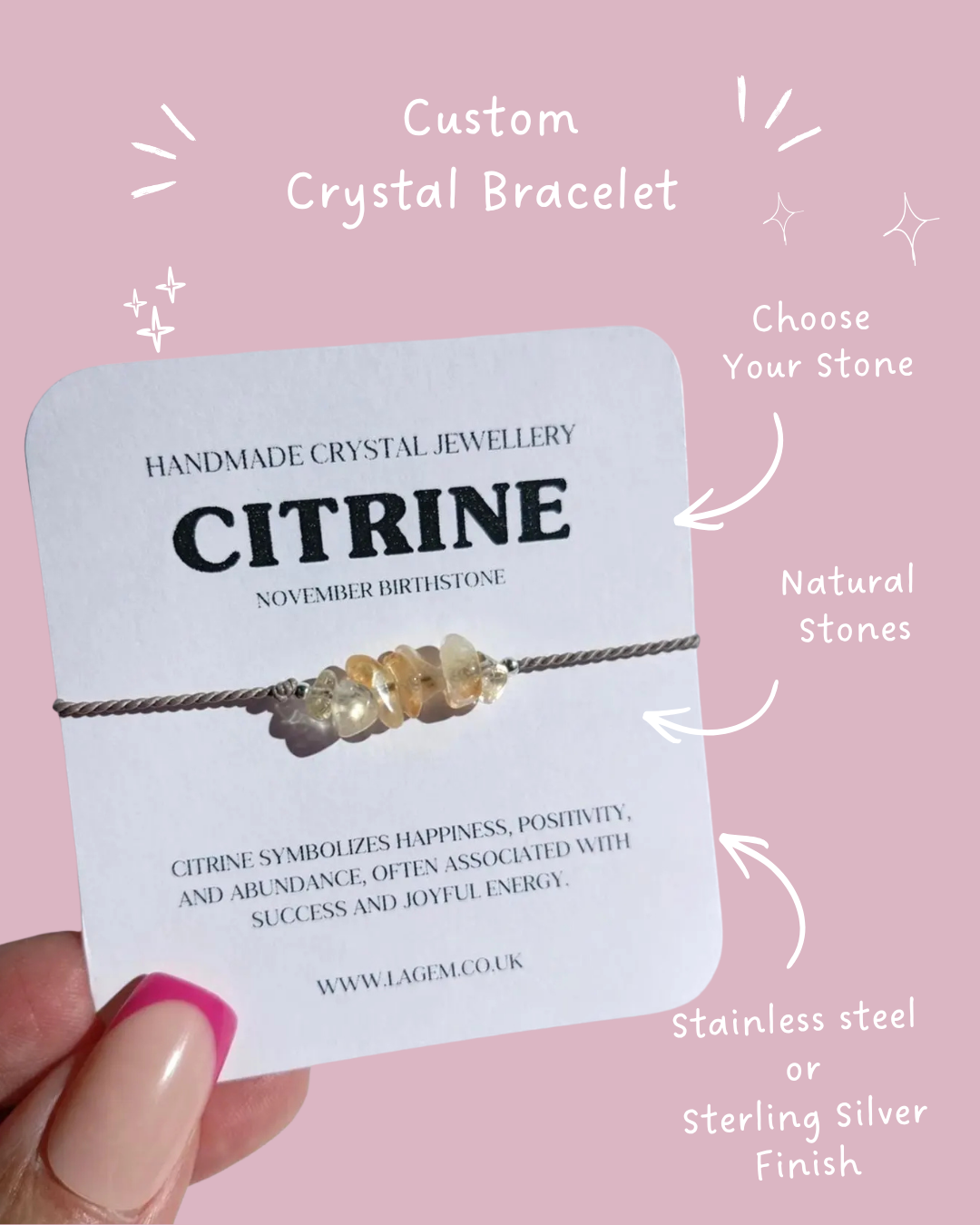 citrine crystal bracelet uk, raw gemstones handmade jewellery