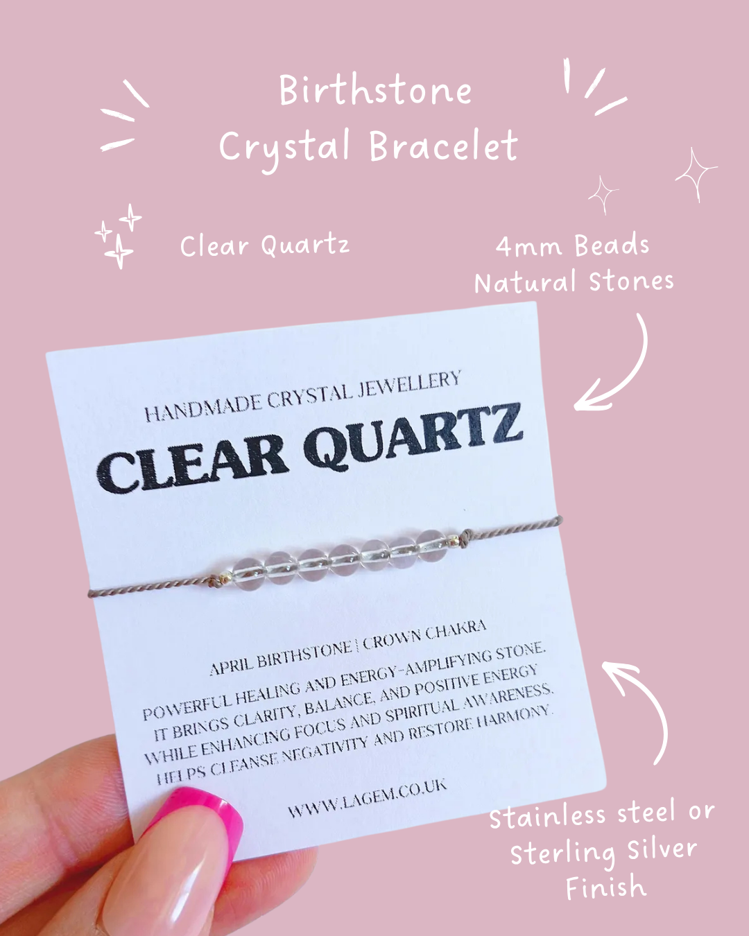 Birthstone Crystal Bracelet UK – Personalised Jewellery & Birthday Gift 4mm