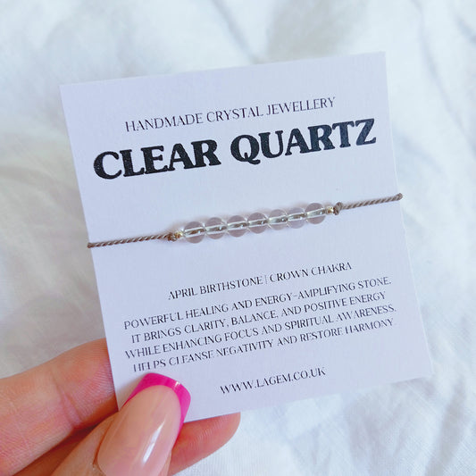 Clear quartz crystal bracelet april birthstone