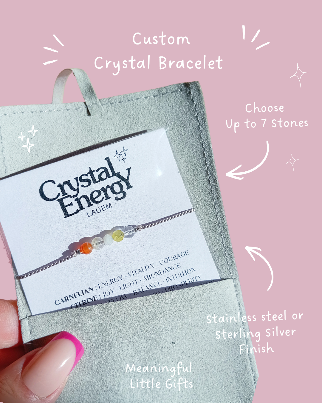 Custom Crystal Bracelet UK – Personalised Gemstone Jewellery | 4mm Beads