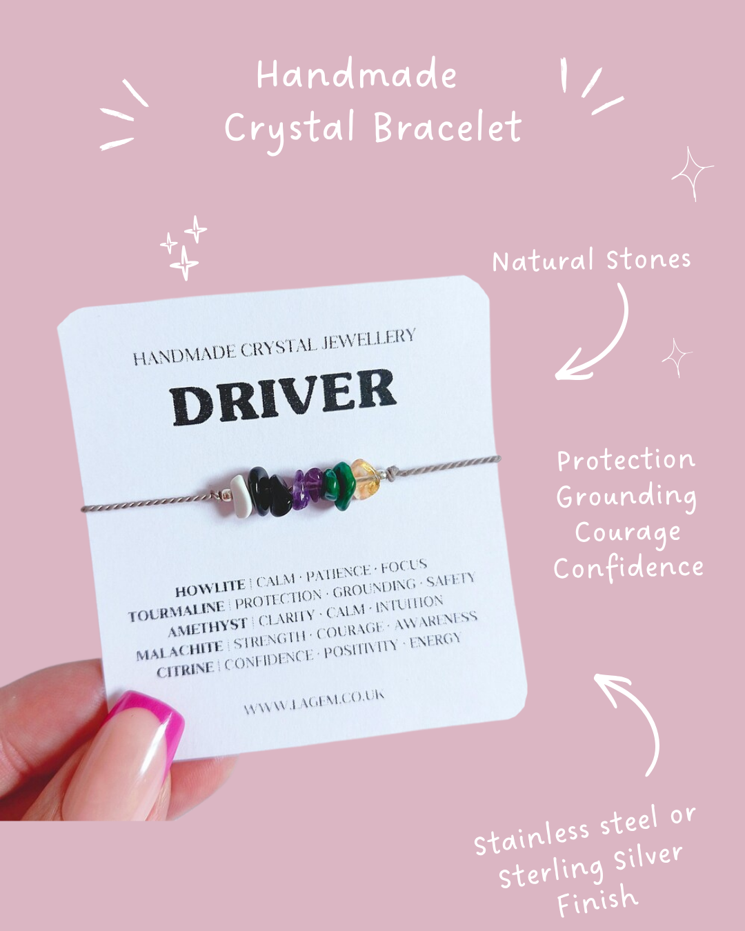 Driver Crystal Bracelet | Focus, Protection & Calm Energy