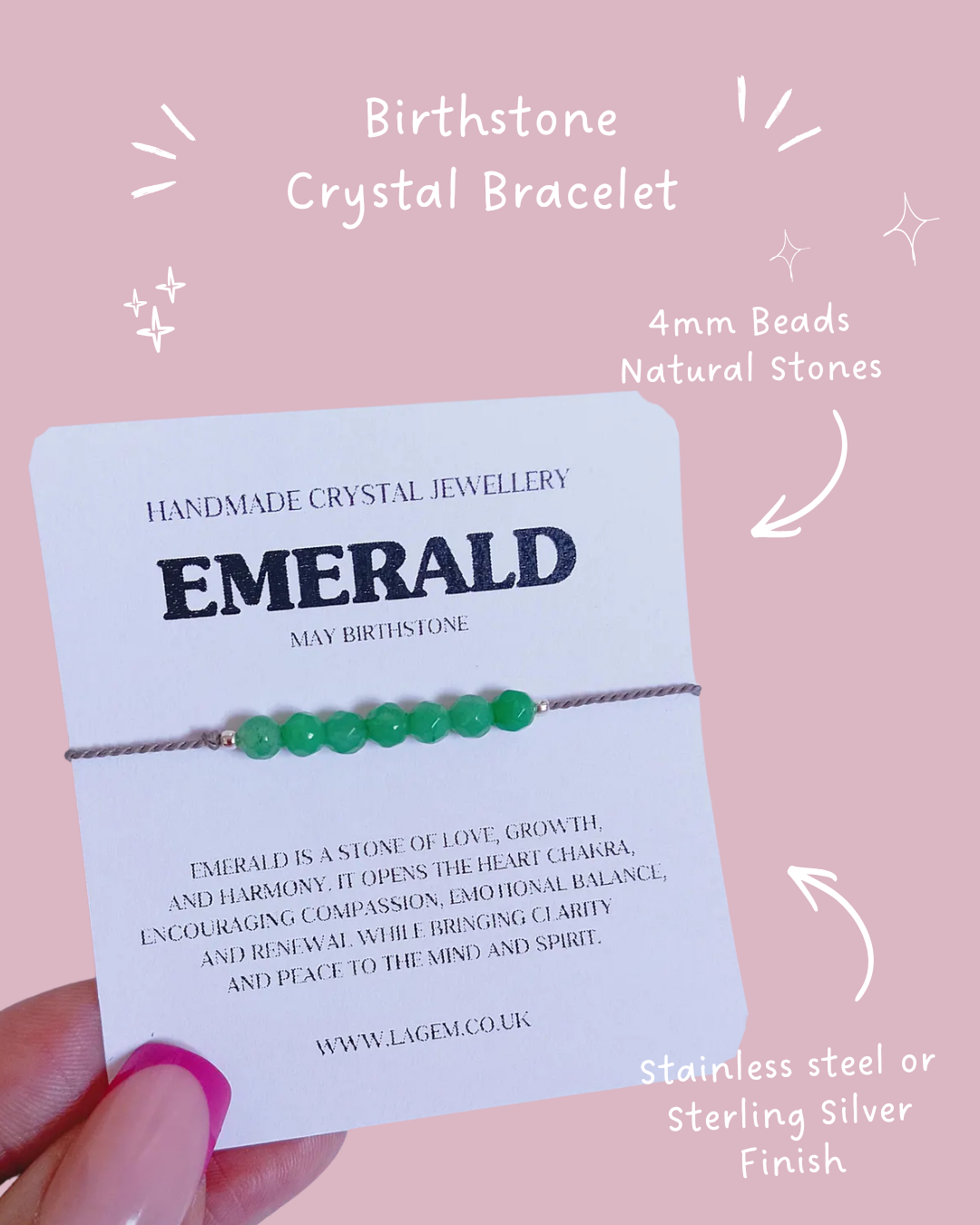 Birthstone Crystal Bracelet UK – Personalised Jewellery & Birthday Gift 4mm