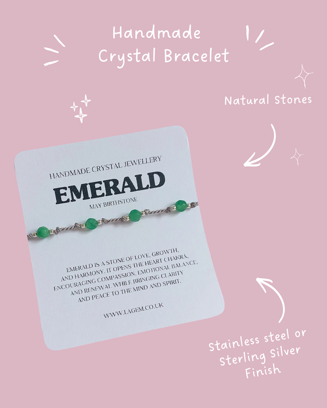 Personalised Crystal Bracelet UK | Custom Silk Knotted Bracelet 4mm