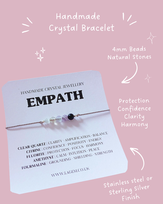 Empath protection crystal bracelet 4mm beads, dainty jewellery