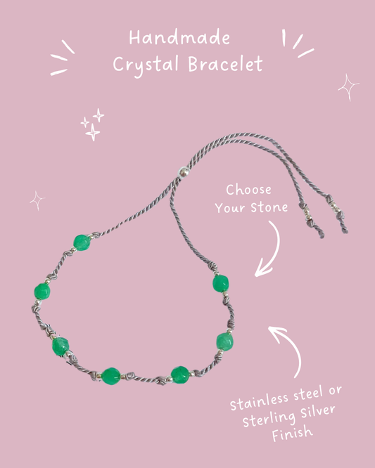 Personalised Crystal Bracelet UK | Custom Gemstone Beads | Silk Knotted Bracelet 4mm