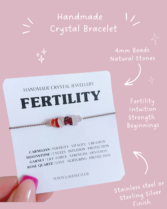 Fertility Crystal Bracelet ivf support gift jewelry, minimalist silk cord bracelet 