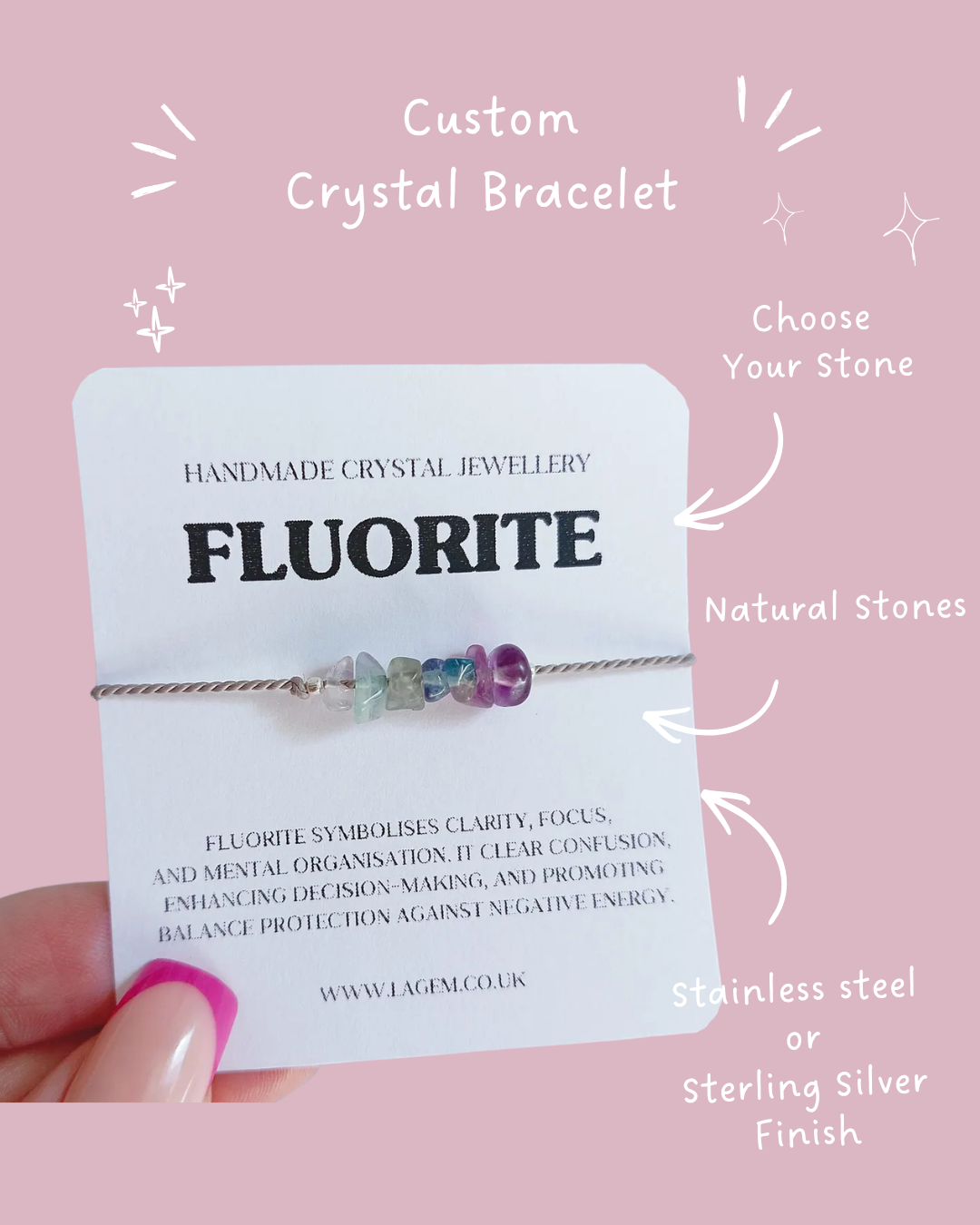 Custom Chips Crystal Bracelet | Dainty Raw Gemstone Jewellery fluorite
