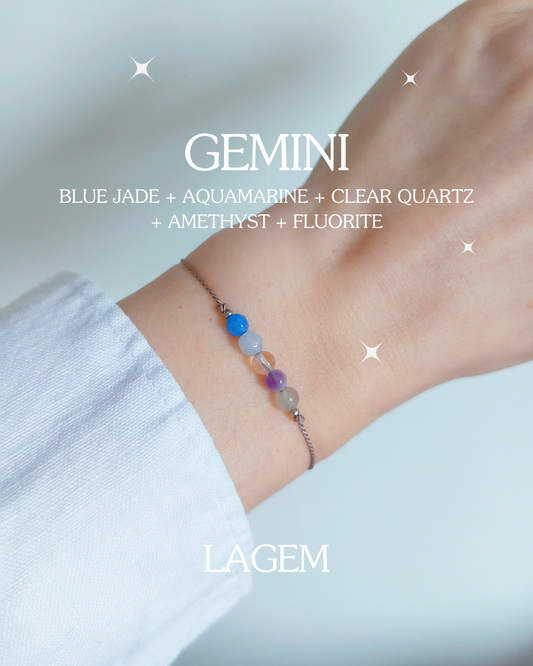 zodiac crystal bracelet, handmade jewellery in UK lagem