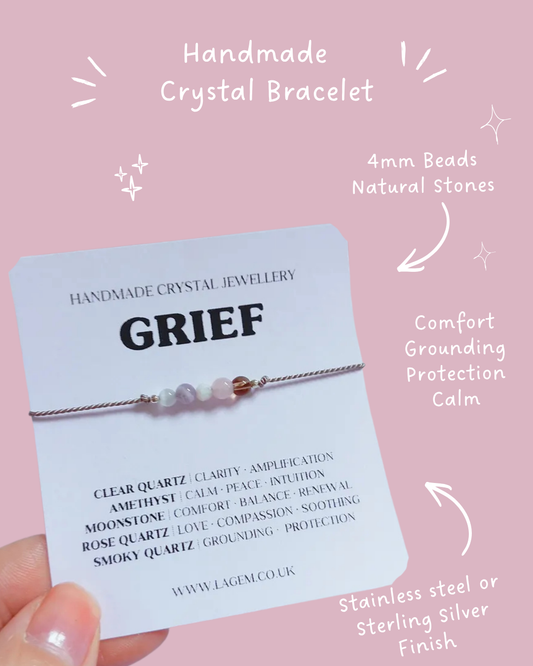 Handmade Crystal Bracelets grief and Loss gift, bereavement present, minimalist silk cord bracelet