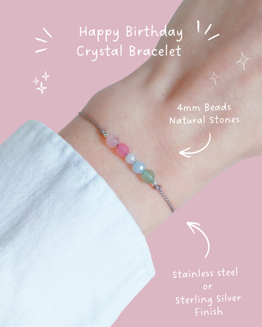 Happy Birthday Crystal Bracelet Gift | Positive Energy Gemstone Jewellery | birthday gift
