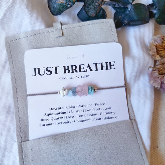 Just Breathe Bracelet UK – Calming Jewellery Gift, Mindfulness & Relaxation Bracelet for Stress Support