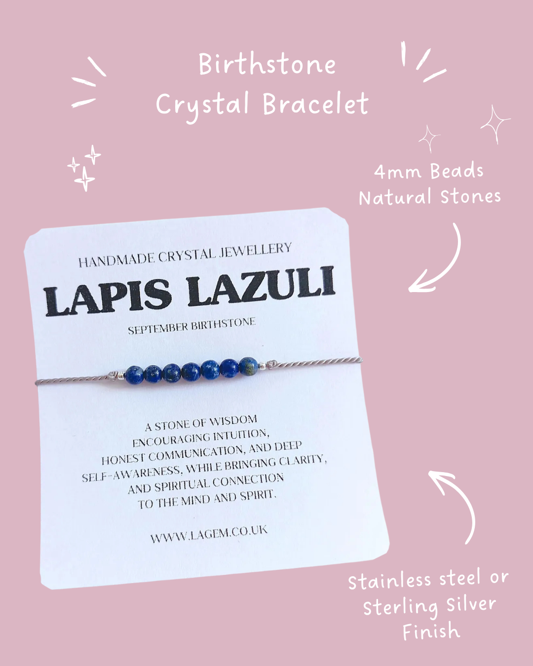 Minimalist Custom Crystal Bracelet | Birthstone Jewellery 7 Stones